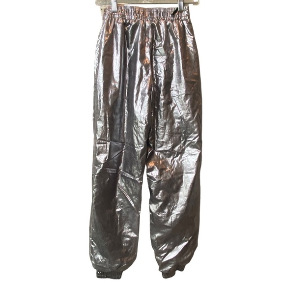 Forever 21 Silver Metallic Y2K Pants XS Joggers Futuristic Astronaut Parachute - Picture 4 of 9